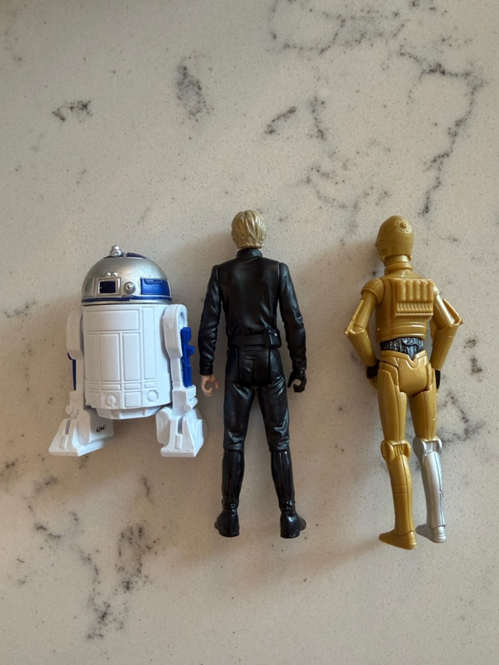 Star Wars Action Figure Trio - Blue White R2-D2, Black Luke, Gold C-3PO - Picture 3 of 3